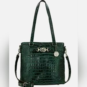 NWT!! PATRICIA NASH - LUNDY - DARK GREEN CROC HANDBAG